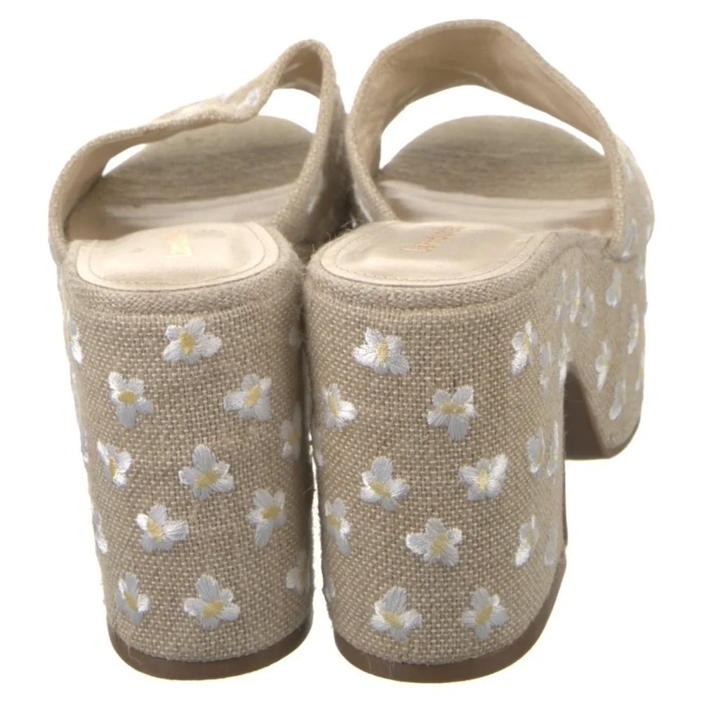 LARROUDÉ  Women's Miso Platform Sandal, Raw Linen